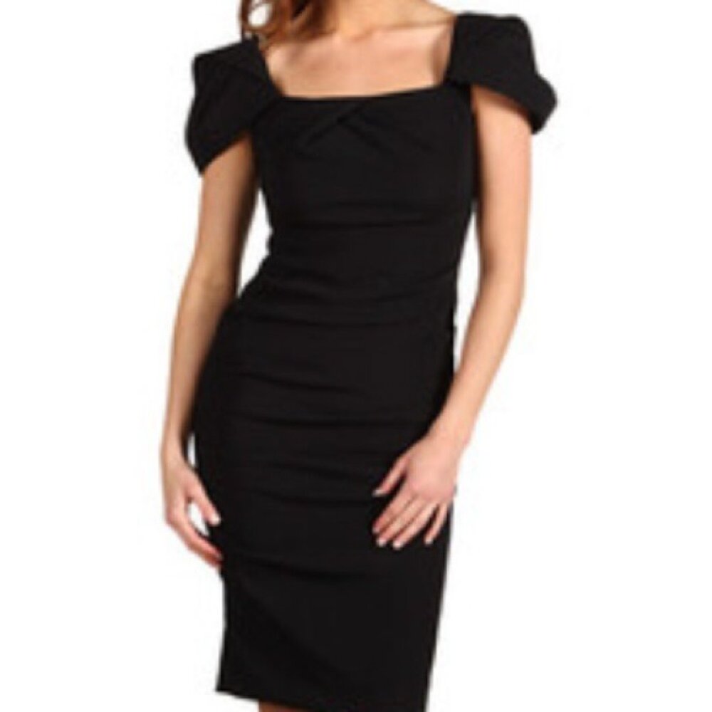 Nicole Miller Puffy Cap Sleeve Black Grenada Dress Size 6